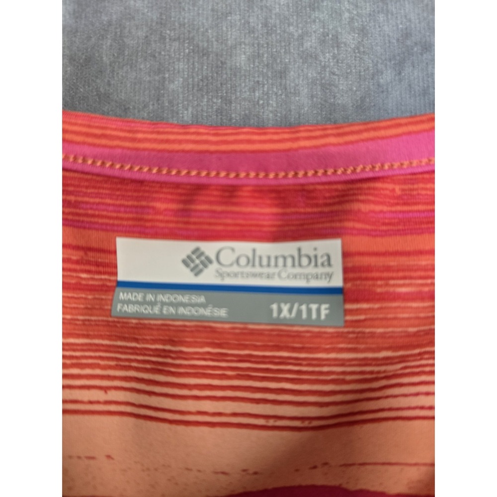 Columbia Women's Large Chill River Printed Dress Orange Stripes Size 1X - Picture 2 of 8